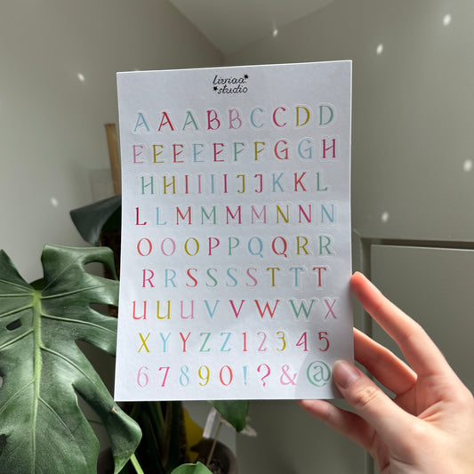 PLANCHE LETTRES MULTICOLOR