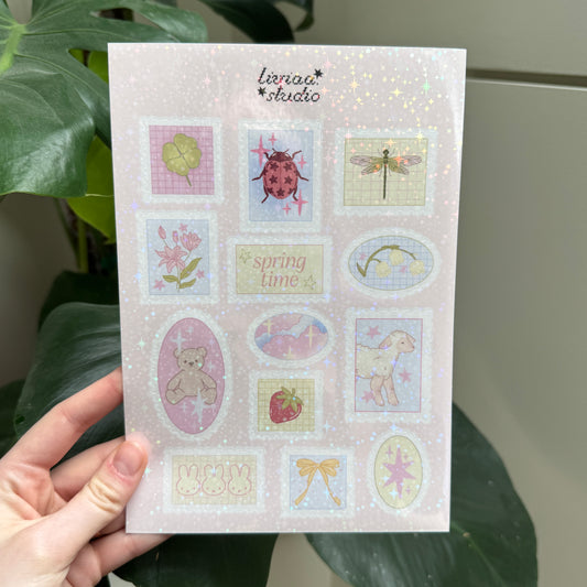 SPRING THEMED STAMP SHEET A5