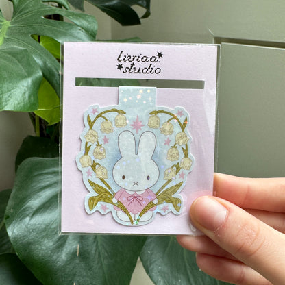 MAGNETIC BOOKMARK BUNNY FLOWER