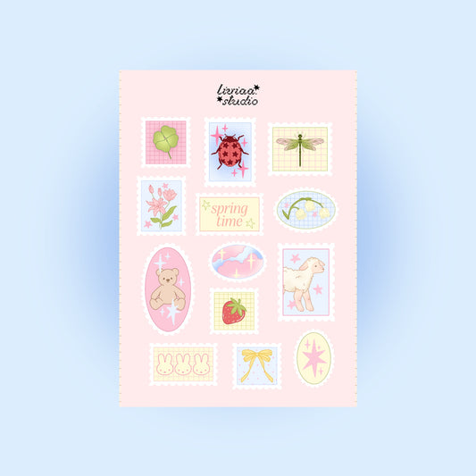 SPRING THEMED STAMP SHEET A5