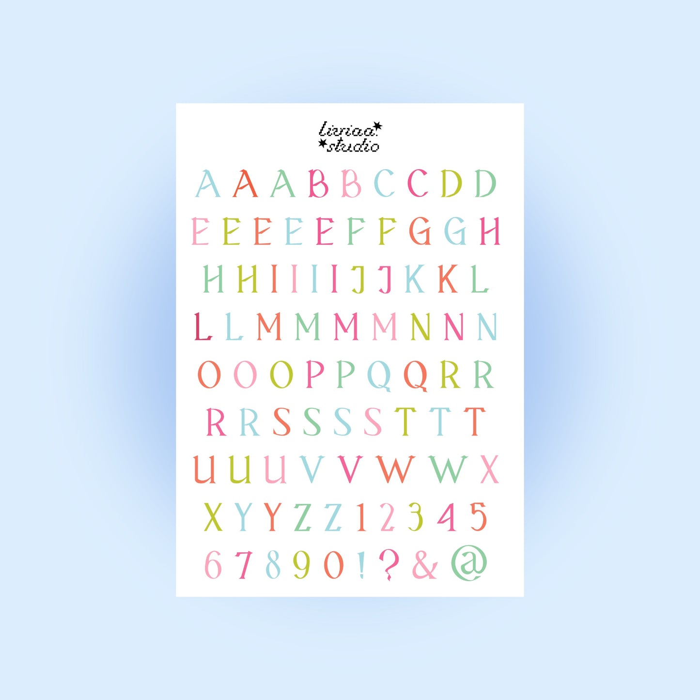 PLANCHE LETTRES MULTICOLOR