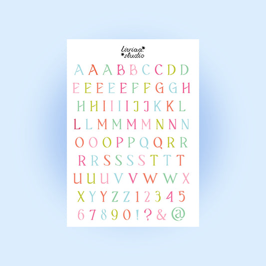 PLANCHE LETTRES MULTICOLOR
